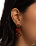 Paparazzi Sweetheart Succession - Red Earring