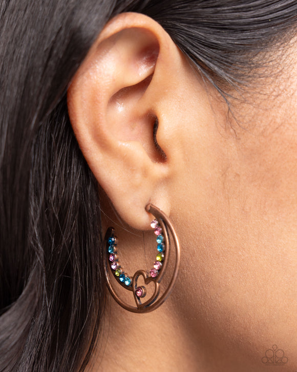 Paparazzi Sympathetic Sweetheart - Copper Earring