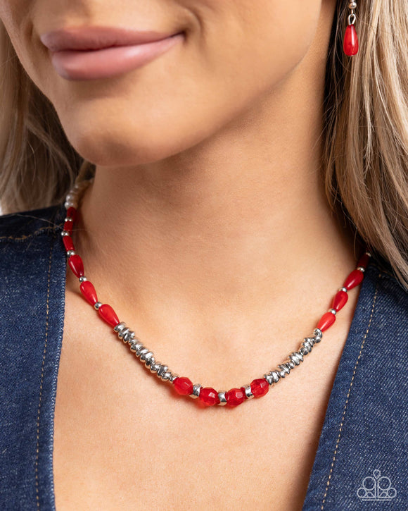 Paparazzi Dainty Diversity - Red Necklace