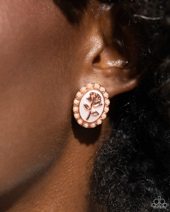 Paparazzi Rosy Relic - Copper Earring