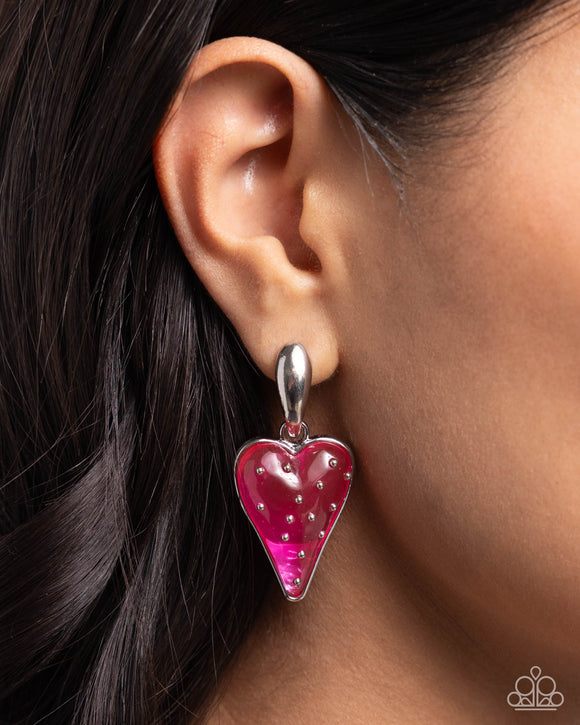 Paparazzi Glossy Goodwill - Pink Earring