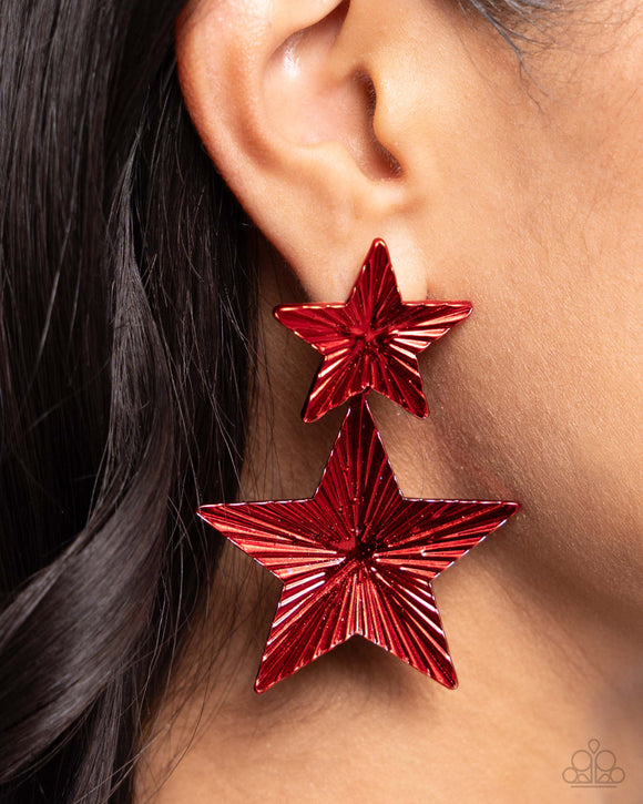 Paparazzi Patriotic Promise - Red Earring