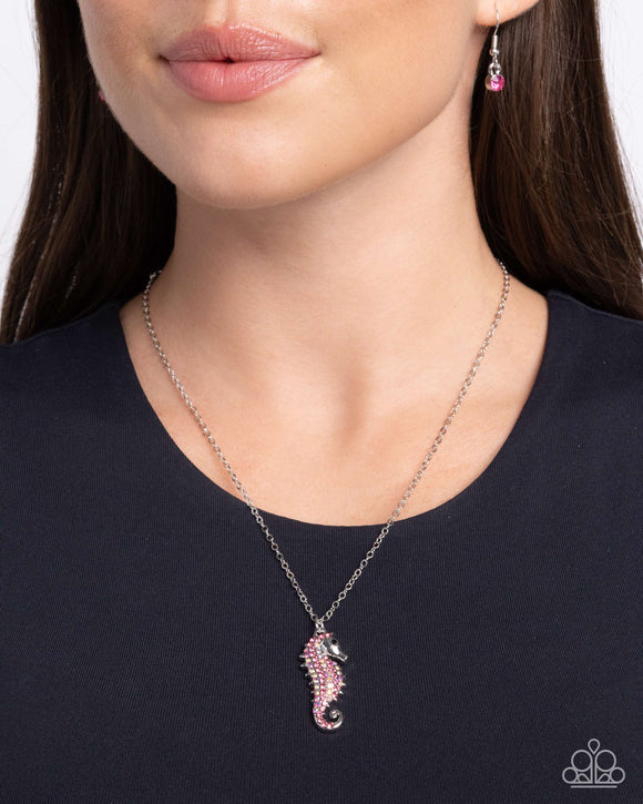 Paparazzi Seahorse Sailor - Pink Necklace