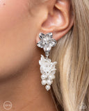 Paparazzi Bouquet Bling - White CLIP Earring