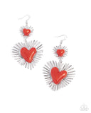 Paparazzi Sunburst Sweethearts - Red Earring