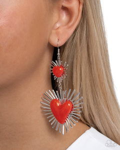 Paparazzi Sunburst Sweethearts - Red Earring