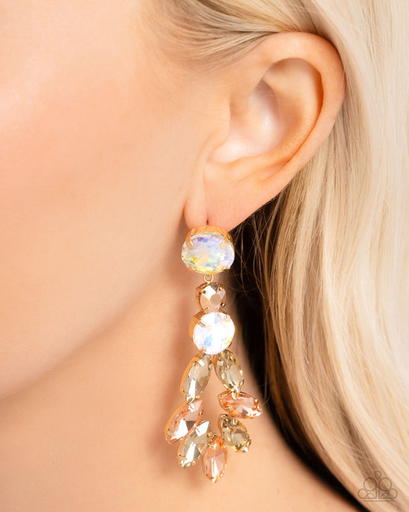 Paparazzi Cascading Cache - Gold Earring