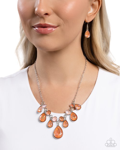 Paparazzi Talented Teardrops - Orange Necklace