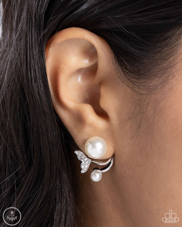 Paparazzi Modular Mermaid - White Earring