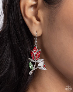 Paparazzi Tulip Tradition - Red Earring