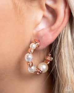 Paparazzi Playful Pearls - Copper Earring