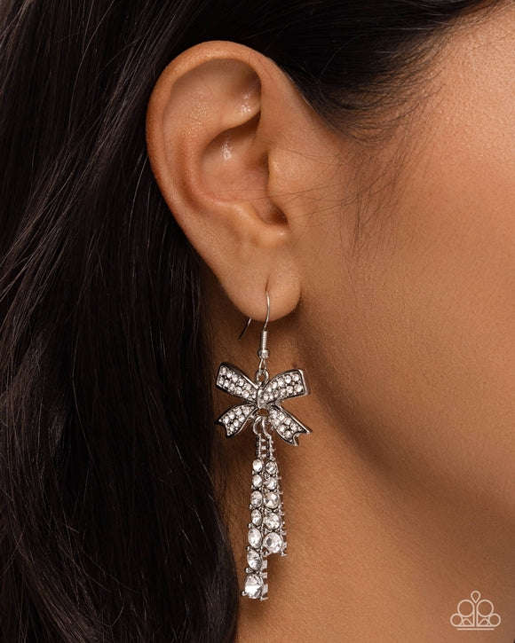 Paparazzi Date Night Decadence - White Earring