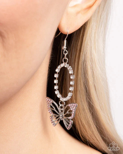 Paparazzi Aerial Avenue - Pink Earrings