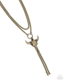 Paparazzi Layered Longhorn - Brass Necklace