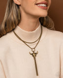 Paparazzi Layered Longhorn - Brass Necklace