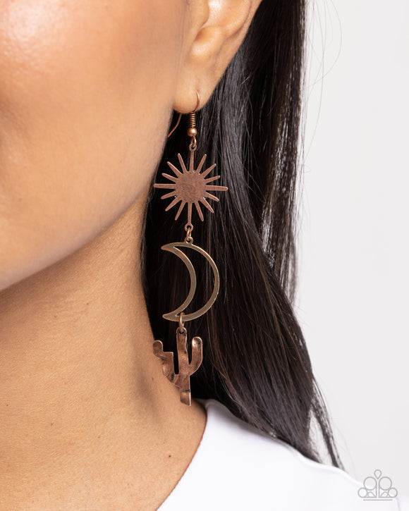 Paparazzi Wishfully Western - Copper Earring