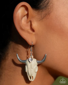 Paparazzi Southwestern Skull - White Earrings