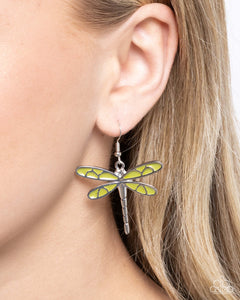 Paparazzi Dragonfly Descent - Green Earring