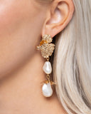 Paparazzi Profound Pearls - Gold Earring