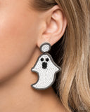 Paparazzi Ghost Story - White Post Earrings