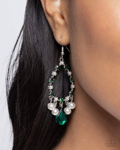 Paparazzi Baroness Behavior - Green Earring