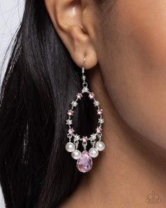 Paparazzi Baroness Behavior - Pink Earring