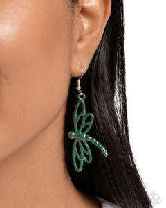 Paparazzi Dapper Dragonfly - Green Earring