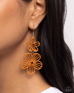 Paparazzi Textured Tiers - Orange Earring