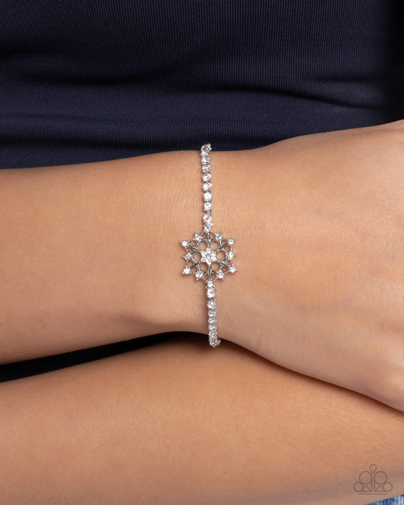 Paparazzi Snow Angel Shimmer - White Bracelet