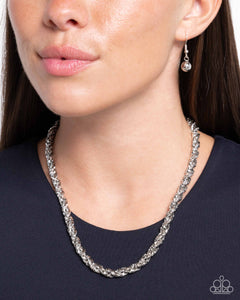 Paparazzi Edgy Etching - Silver Necklace