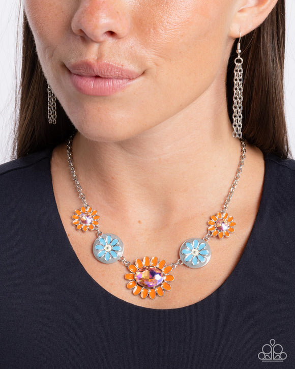 Paparazzi Floral Facade - Orange Necklace