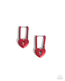Paparazzi Pampered Padlock - Red Earring