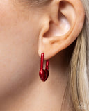 Paparazzi Pampered Padlock - Red Earring