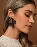 Paparazzi Wonderland Wallflower - Black Earring