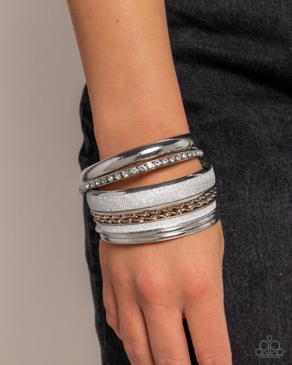 Paparazzi Smoldering Stack - Silver Bracelet