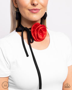 Paparazzi Rosette Reality - Red Necklace