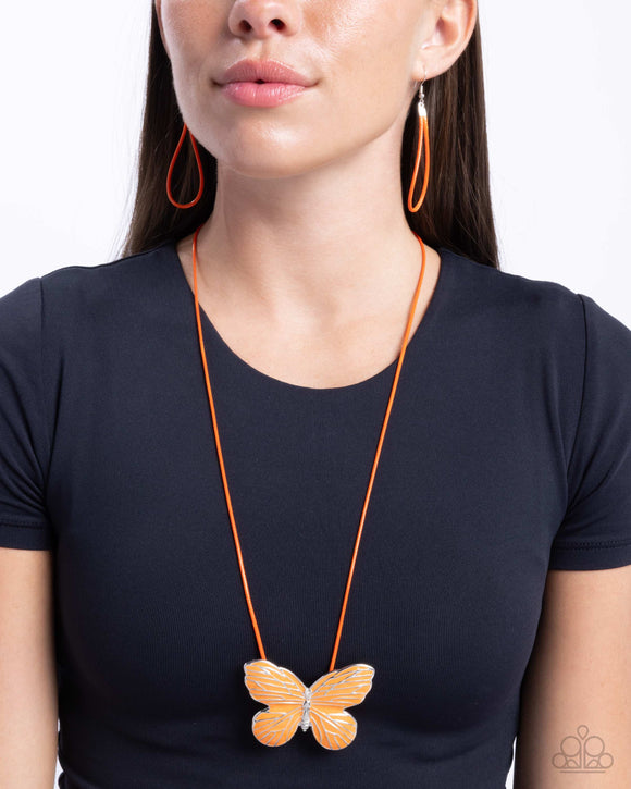 Paparazzi Fluttering Fervor - Orange Necklace