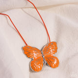 Paparazzi Fluttering Fervor - Orange Necklace