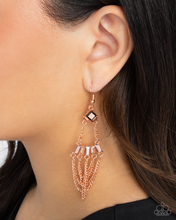 Paparazzi Fringe Fantasy - Copper Earring