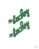 Paparazzi Lucky Legato - Green Post Earrings