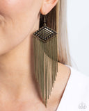 Paparazzi Forged Fringe - Brass Earring