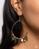 Paparazzi Feathered Fringe - Brass Earring