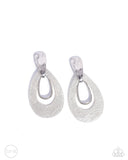 Paparazzi Tattered Teardrop - Silver CLIP Earring