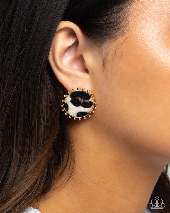 Paparazzi Cowhide Couture - Brown Earring