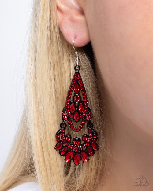 Paparazzi Opera Stage - Red Earring