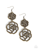 Paparazzi Reminiscent Rosette - Brass Earring