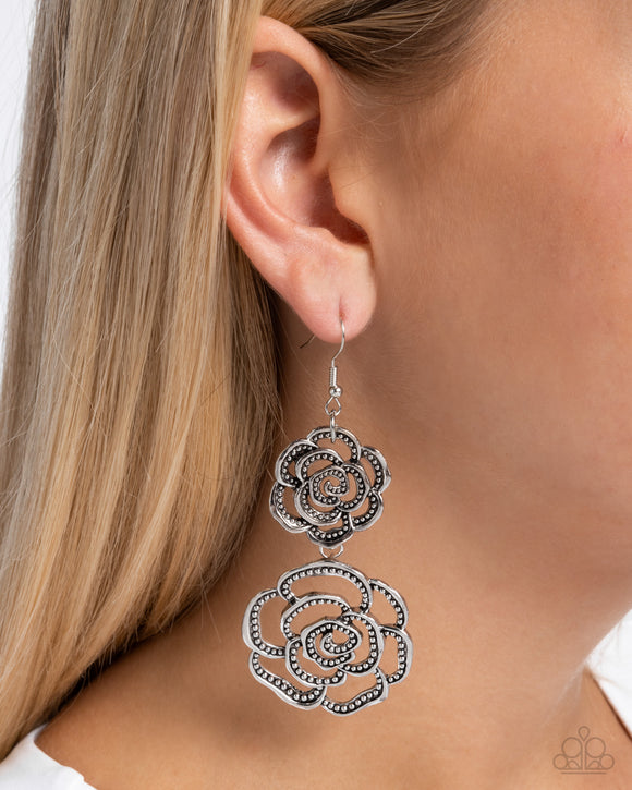 Paparazzi Reminiscent Rosette - Silver Earring