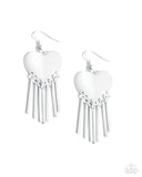 Paparazzi Flirty Fringe - White Earring