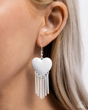 Paparazzi Flirty Fringe - White Earring
