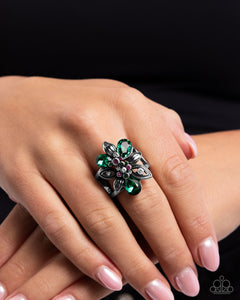 Paparazzi Carefree Corsage - Green Ring